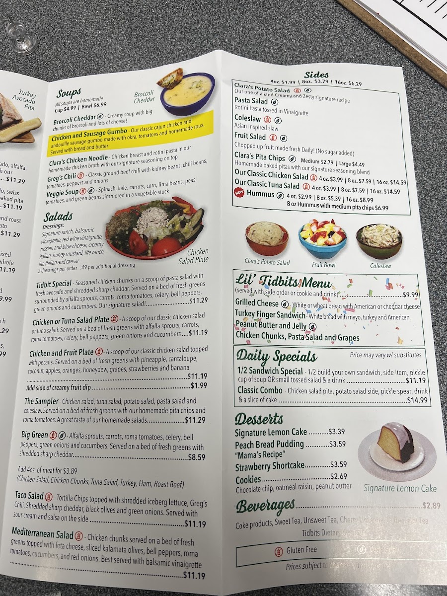 Menu Clara's Tidbits Restaurant Mandarin-1