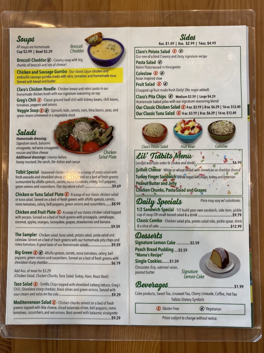 Menu Clara's Tidbits Restaurant Mandarin-10