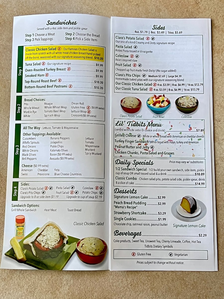 Menu Clara's Tidbits Restaurant Mandarin-3